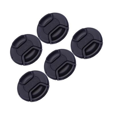 QUMIIRITY 5pcs Center Pinch Plastic Lens Cap for Front Lens Cover -loss Leash Protects against and Scratches