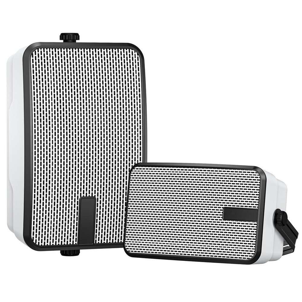 MWAU Outdoor Bluetooth Speakers 400w for Garage, Patio, Porch, Gazebo, Soffit, Entertainment Room. Wall Mount Speaker, Wireless Sync Up to 100 Speakers, IPX5 Waterproof (2 Pcs)