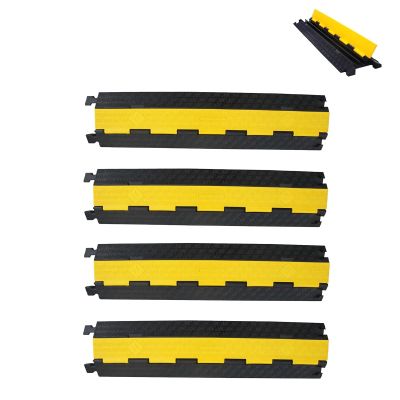 4 Packs Heavy Duty Cable Protector Ramp, 2 Channel 35200lbs Capacity Rubber Cable Ramps, Hose Ramp for Driveway, Traffic Speed Bump for Outdoor