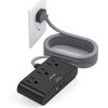 10 Ft Ultra Thin Flat Extension Cord, HANYCONY Black Flat Plug Power Strip with 3 Outlets 3 USB Ports(2 USB C), Desk Wall Outlet Extender, Non Surge Protector for Cruise, Dorm Room Essentials view 1