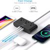 10 Ft Ultra Thin Flat Extension Cord, HANYCONY Black Flat Plug Power Strip with 3 Outlets 3 USB Ports(2 USB C), Desk Wall Outlet Extender, Non Surge Protector for Cruise, Dorm Room Essentials view 3