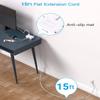 Extension Cord 15 Ft, HANYCONY Ultra Thin Flat Plug Power Strip with 3 Outlets 3 USB Ports (2 USB C), Wall Mount, Multi Plug Outlet Extender Desk Charging Station for Travel Dorm Room Essentials view 2