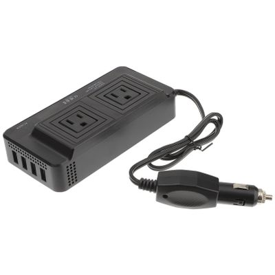 200W Car Power Inverter DC 12V to 110V Car Outlet Adapter Plug Adapter Converter with 4 USB Ports Power Inverter for Vehicles (Black)