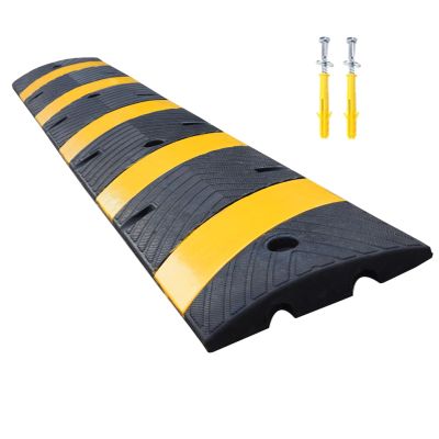 BESEA Rubber Speed Bumps for Driveway, 2 Pack 36" Speed Bump 2" High Heavy Duty Speed Humps for Road & Parking Lot, Portable Speed Bump with Reflectors, Bolts & Cable Channel (2PACK 72 in)