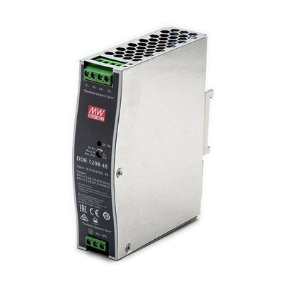 DDR-120B-48 48V 120W DC-DC Converter, 16.8-33.6VDC Input, Space-Saving 32mm Design, 180W Peak Load, -40~+70 Operating Temperature, for Industrial & Automation Applications