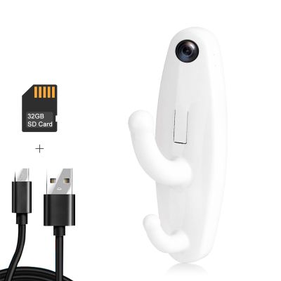 1080P Body Camera with 32GB SD Card, Mini Video Recorder Security Nanny Cam with Motion Detetion,Small Video Indoor Security Camera for Home/Office/Pet Monitor,No WiFi Needed No Audio-White
