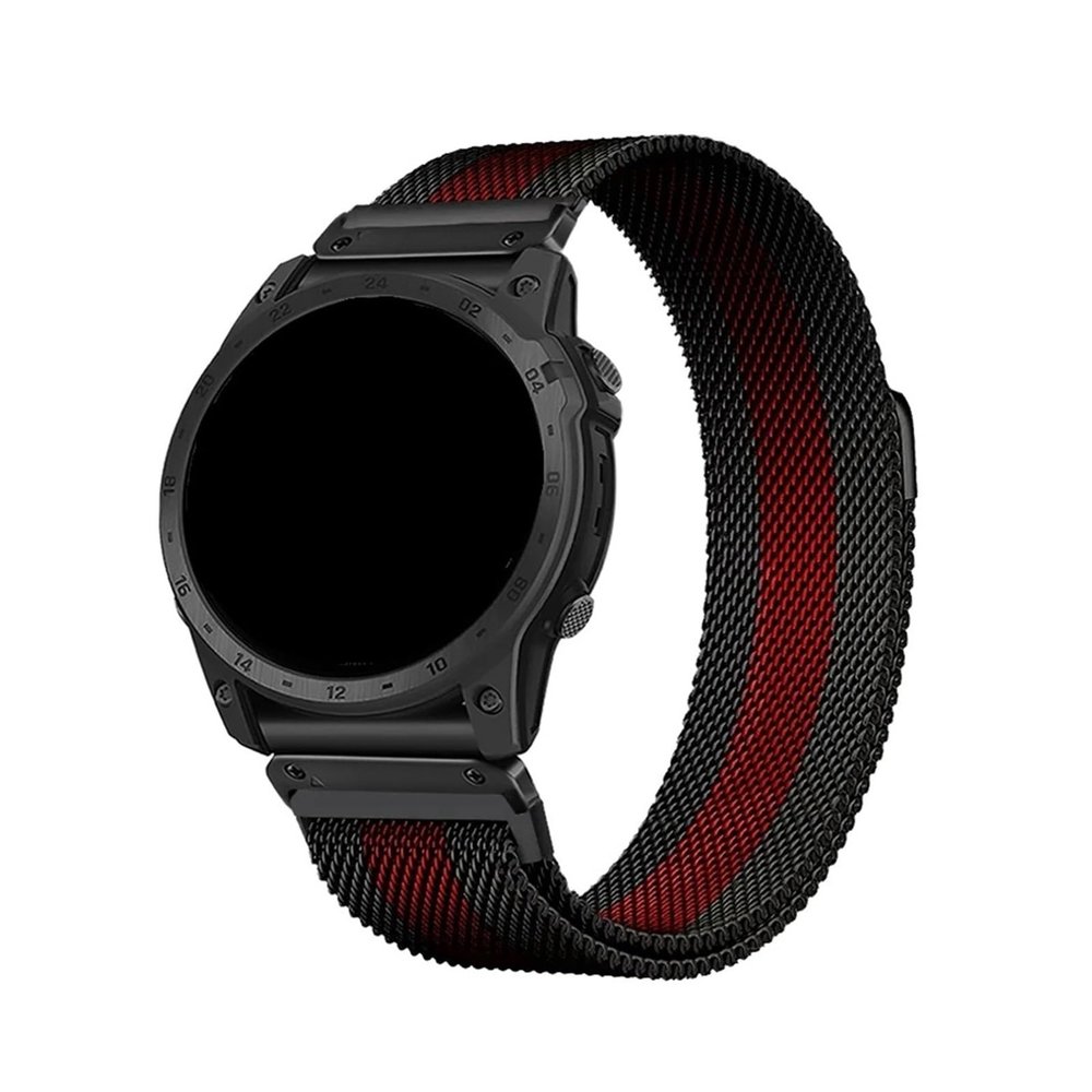 22 26mm Milanese Quick Fit Watch Strap With for Garmin Fenix8 7 7XPro Fenix 6 Fenix 5 EPIX 2 Metal Bracelet Band(Black Red,Quick fit 26mm)
