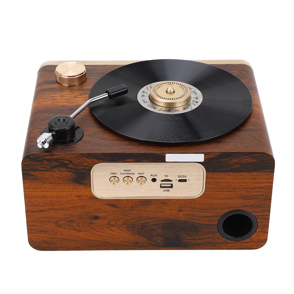Retro Wooden Bluetooth Speaker, Vintage Portable Speaker HIFI Subwoofer Home Audio Speaker with Warm Ambient Light for Home, Office, Party