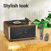 Retro Wooden Bluetooth Speaker, Vintage Portable Speaker HIFI Subwoofer Home Audio Speaker with Warm Ambient Light for Home, Office, Party view 2