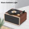 Retro Wooden Bluetooth Speaker, Vintage Portable Speaker HIFI Subwoofer Home Audio Speaker with Warm Ambient Light for Home, Office, Party view 4