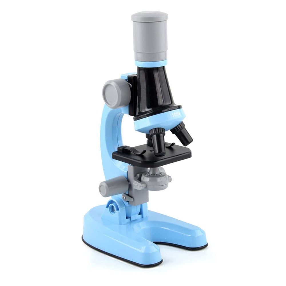 Lab Microscope Accessories Microscope Kit Lab LED 100X-400X-1200X Biological Microscope for Kids Child(Blue)