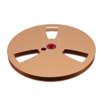 1/4 7 Inch Empty Tape Reel, 3 Holes 7inch Open Reel Sound Tape Empty Reel, Aluminum Alloy Universal for Reel to Reel, Takeup Reel, 3 Holes Empty Tape Reel for Recording (Gold)
