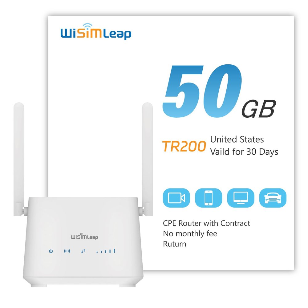 4G WiFi Router Cat 6 with Sim Card Slot Homefi Global vSIM CPE Wireless Network and Wired Broadband Mutual Backup Internet Gaming Router 50GB for US in 30days