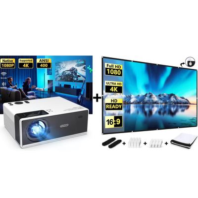 FUDONI P3 Projector Bundle FUDONI Projector Screen 100 inch