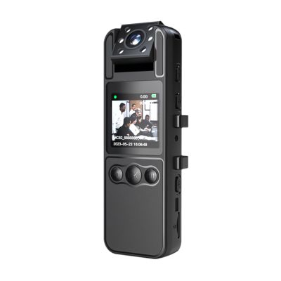 Camnoon 4K Body Camera with Audio and Video Recording Wearable Body Cam Mini Webcam 180 Rotatable Lens IR Night Vision One-Key Alarm with Mini Tripod for Law Enforcement Delivery Personal Traveling
