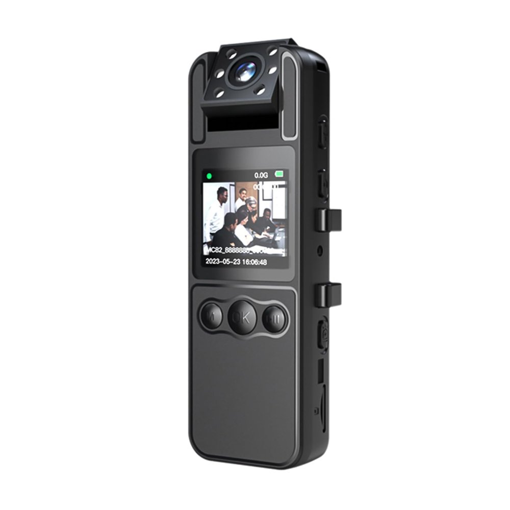 Camnoon 4K Body Camera with Audio and Video Recording Wearable Body Cam Mini Webcam 180 Rotatable Lens IR Night Vision One-Key Alarm with Mini Tripod for Law Enforcement Delivery Personal Traveling