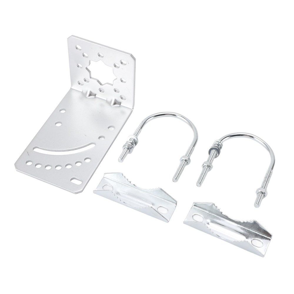 Antenna Pole Mount Bracket Kit, Iron L Shaped Mount for Satellite Internet, Easy Installation on Ground Wall Roof, Adjustable for Optimal Signal, Sturdy and Sturdy