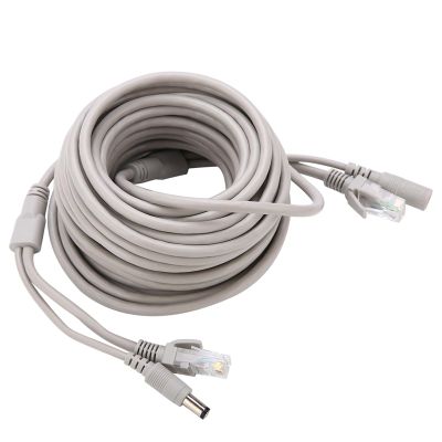 Cat 5 Cable & Power Extension Two in One, 20M RJ45+DC Ethernet IP Cameras & NVR, Suitable for 10Mbps/100Mbps Network, RJ45 with 2.1X Power Extension