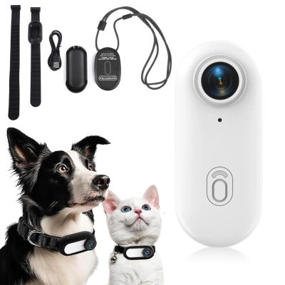 Yoidesu Cat Camera Collar, 4K 30FPS 8MP Pet Dog Collar Camera, 120 Wide Angle Magnetic Action Camera, Wearable Body Camera with Back Clip for Outdoor Sports Vlogging (White)