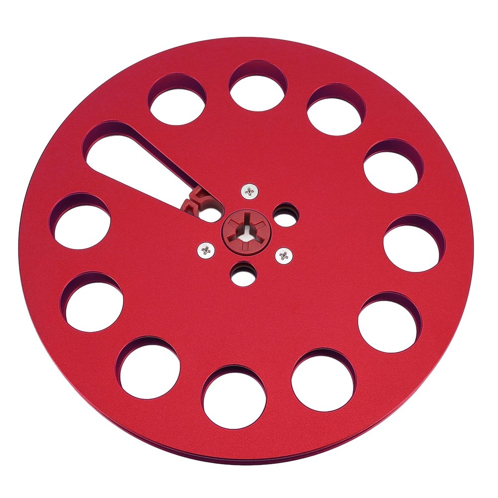 1/4 7 Inch Empty Tape Reel, 11 Holes Universal Open Reel Sound Tape Empty Reel, Aluminum Alloy Take Up Reel to Reel for Tape Recorder, Universal Opening Machine Part (Red)