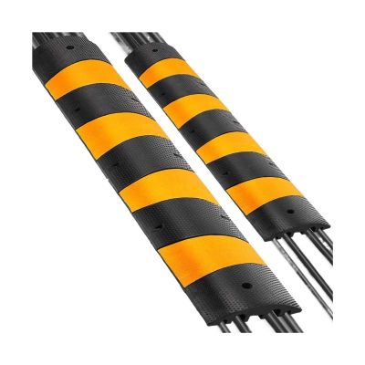 6' Heavy Duty Rubber Speed Bump with Cable Protected Ramp - 72.4" Small 12" Small 2.4", 2 Channel for Garages and Gravel Roads(2 Pack)