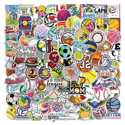 100Pcs Sports Stickers for Boys, Volleyball Basketball Baseball Soccer Decals for Water Bottles, Waterproof Vinyl Softball Stickers for Teens Boys Girls Classroom Prizes for Elementary Students