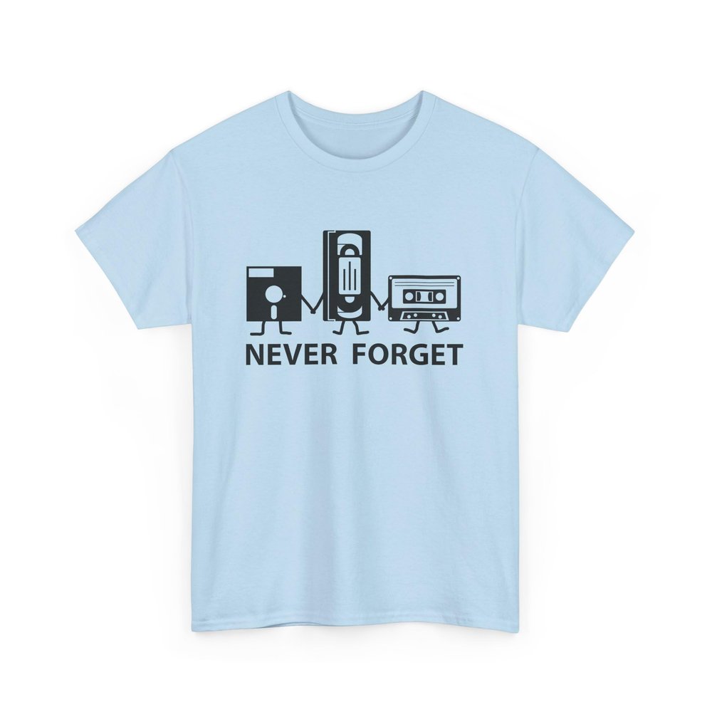 Retro Gaming Tee, Funny Cassette Tape T-Shirt, VHS Player Shirt, Unisex Floppy Disk Top, Old School Video Game Apparel Light Blue