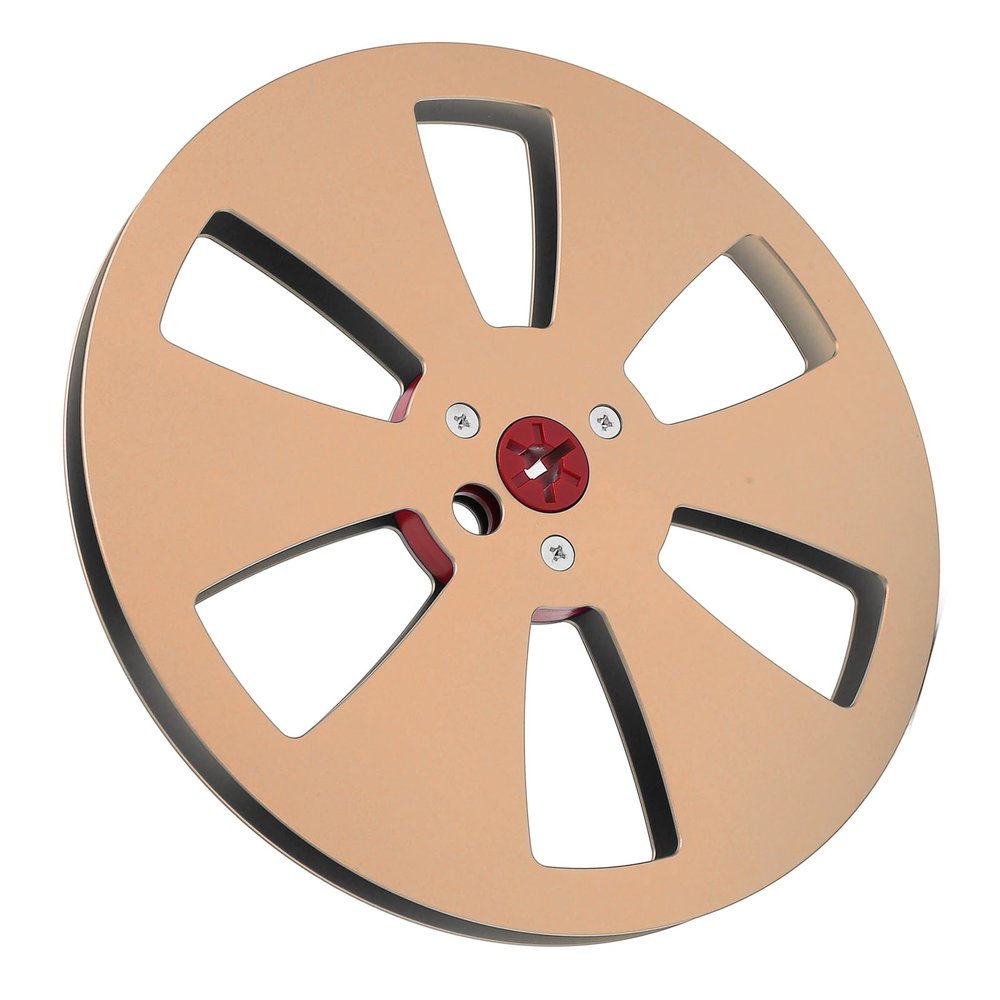 7 inch 1/4 Empty Take Up Reel to Reel Hub, 1/4 7 Inch Nab Aluminum Metal Reel 6 Holes Empty Tape Reel for Recording Open Reel Takeup Reel Machine (Gold)