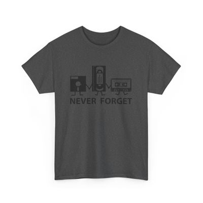 Retro Gaming Tee, Funny Cassette Tape T-Shirt, VHS Player Shirt, Unisex Floppy Disk Top, Old School Video Game Apparel Dark Heather