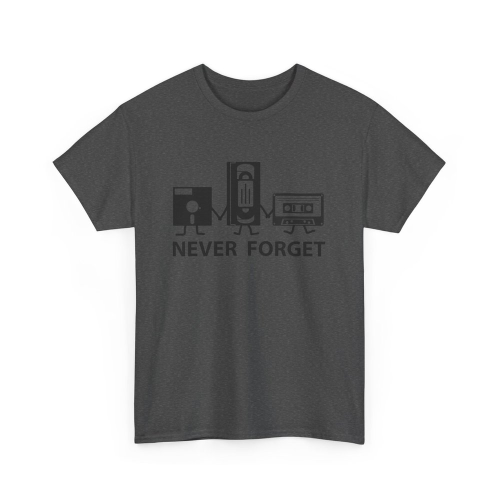 Retro Gaming Tee, Funny Cassette Tape T-Shirt, VHS Player Shirt, Unisex Floppy Disk Top, Old School Video Game Apparel Dark Heather