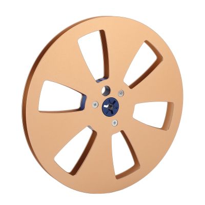 1/4 7 inch Empty Take Up Reel to Reel Hub 6 Holes, 1/4 7 Inch Nab Aluminum Metal Reel Empty Tape Reel for Recording Open Reel Takeup Reel Machine Parts (Gold)
