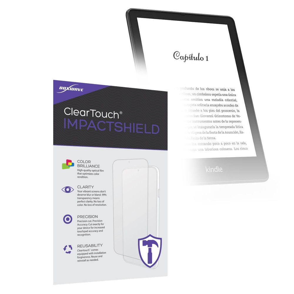 BoxWave Screen Protector Compatible with Amazon Kindle Paperwhite Signature Edition (11th Gen) - ClearTouch ImpactShield (2-Pack), Impenetrable Screen Protector Flexible Film