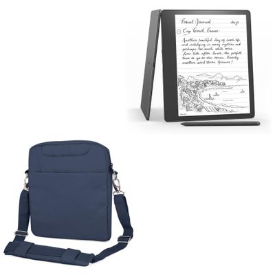 BoxWave Case Compatible with Amazon Kindle Scribe (1st Gen 2024) - Encompass Urban Bag, Over Shoulder Messenger Straps Handle Bag Pockets - Navy