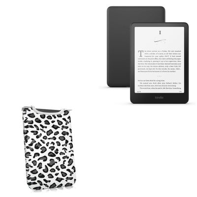 BoxWave Case Compatible with Amazon Kindle (11th Gen 2024) - Snow Leopard Plush SlipSuit, Animal Leopard Print Padded Soft Sleeve