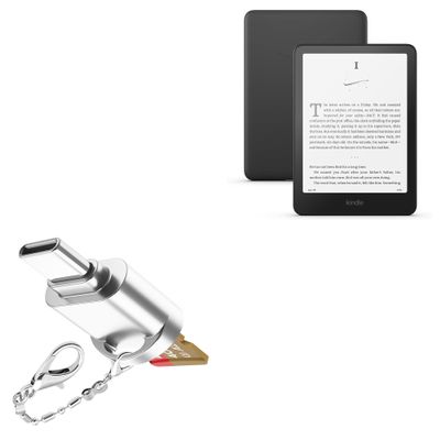 BoxWave Adapter Compatible with Amazon Kindle Paperwhite (11th Gen) - Micro SD Card miniReader, USB Type-C OTG Reader USB3.0 Adapter Keychain - Metallic Silver