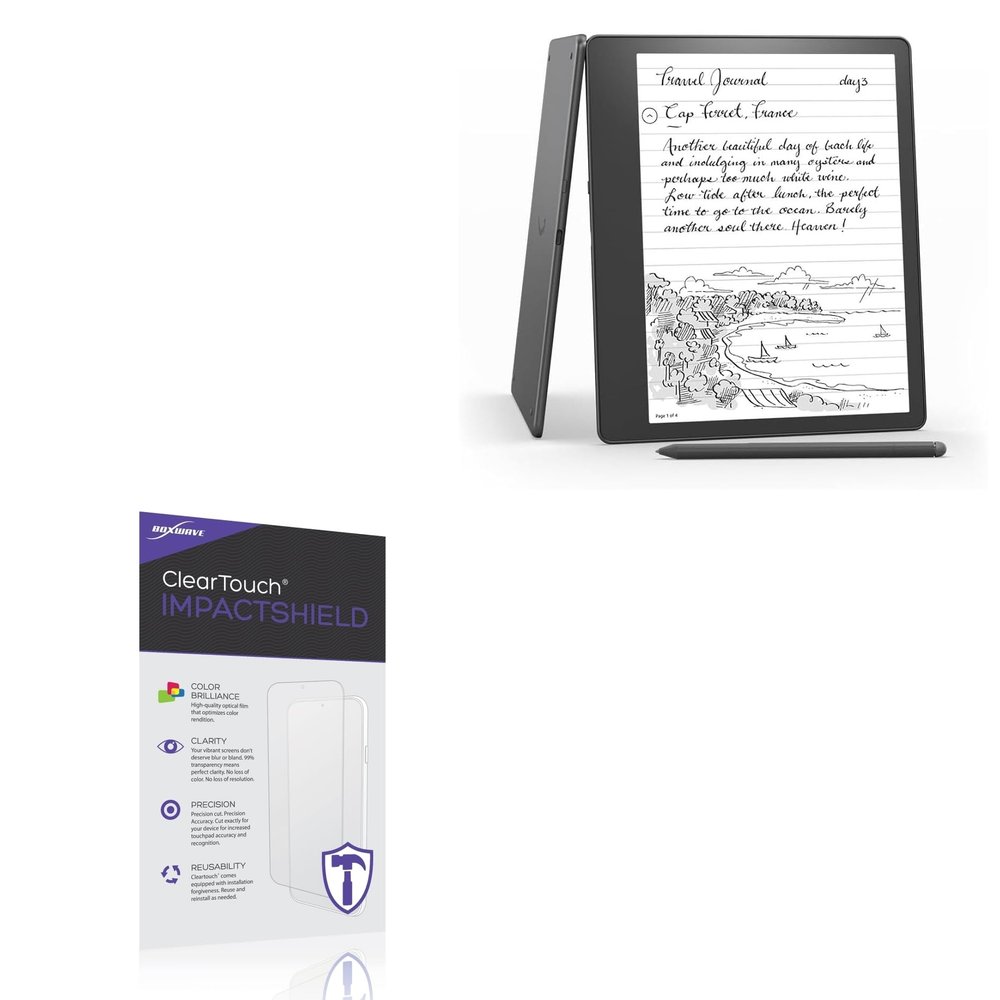 BoxWave Screen Protector Compatible with Amazon Kindle Scribe (1st Gen 2024) - ClearTouch ImpactShield (2-Pack), Impenetrable Screen Protector Flexible Film