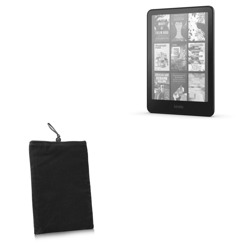 BoxWave Case Compatible with Amazon Kindle Colorsoft - Velvet Pouch, Soft Velour Fabric Bag Sleeve with Drawstring - Jet Black