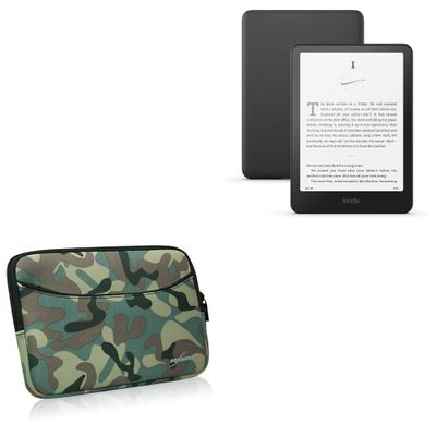 BoxWave Case Compatible with Amazon Kindle Paperwhite (11th Gen) - Camouflage Suit with Pocket, Neoprene Camo Suit Zipper Pocket for Storage