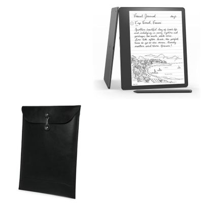 BoxWave Case Compatible with Amazon Kindle Scribe (1st Gen 2024) - Nero Leather Envelope, Leather Wallet Style Flip Cover