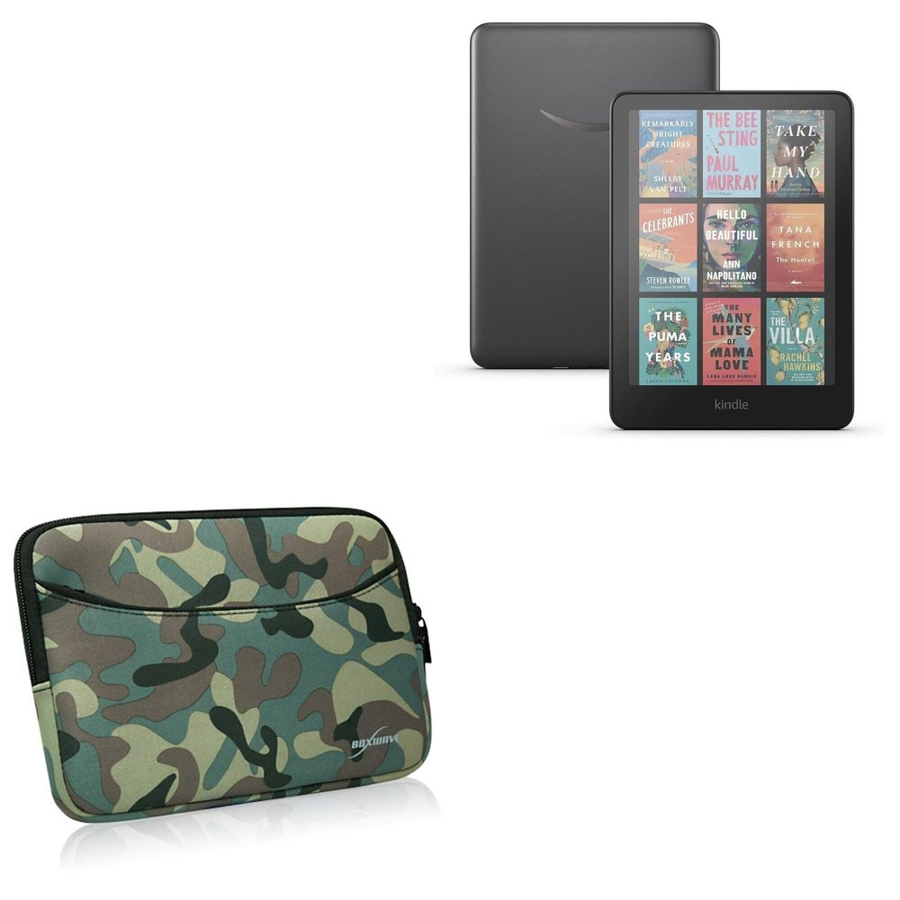 BoxWave Case Compatible with Amazon Kindle Colorsoft Signature Edition (1st Gen 2024) - Camouflage Suit with Pocket, Neoprene Camo Suit Zipper Pocket for Storage