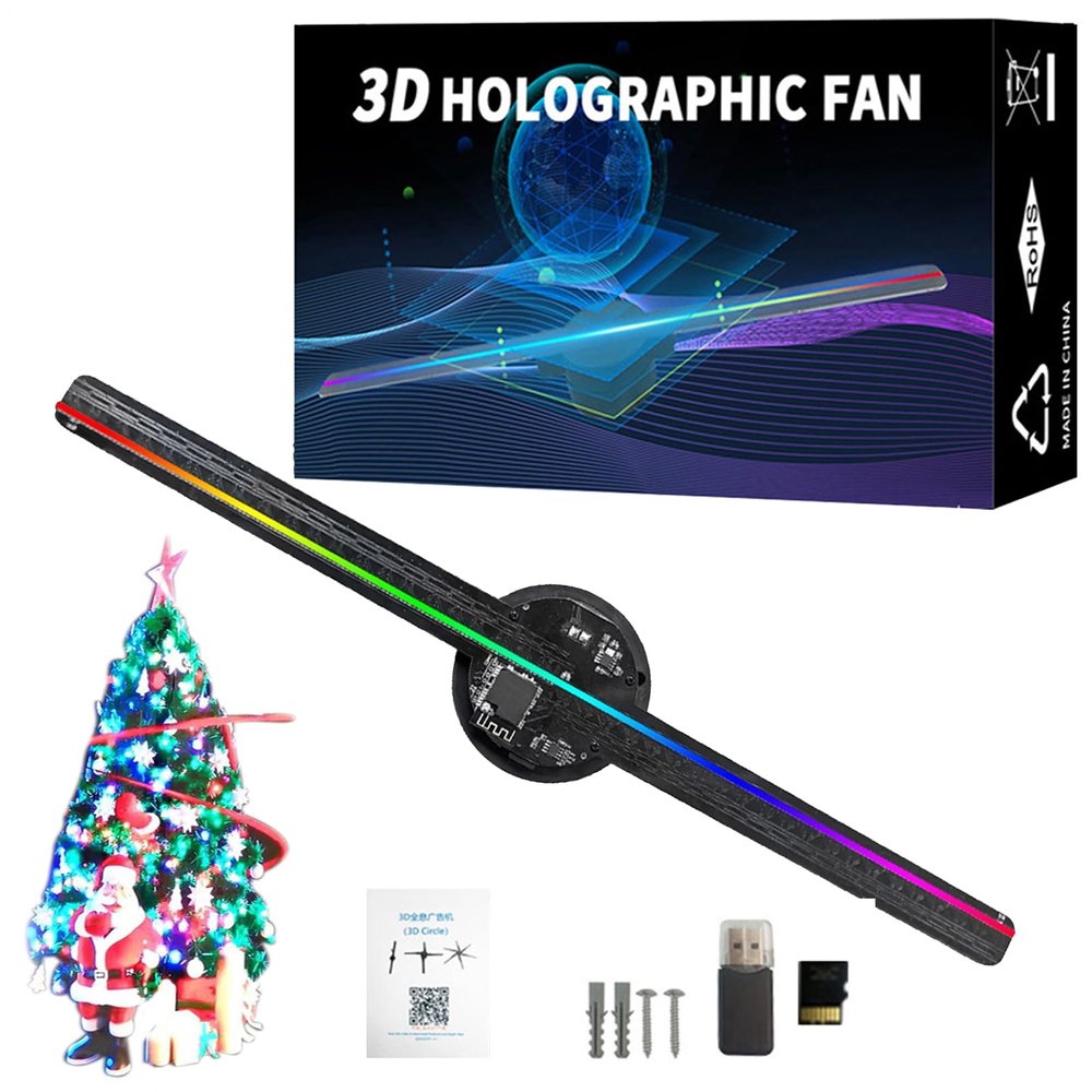 Hologram LED Fan Projector, Hologram Christmas Tree, Fantasy Holograms For Shop, Bar, Christmas Halloween Advertising Display Events