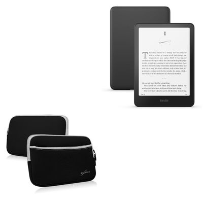 BoxWave Case Compatible with Amazon Kindle (11th Gen 2024) - SoftSuit with Pocket, Soft Pouch Neoprene Cover Sleeve Zipper Pocket - Jet Black