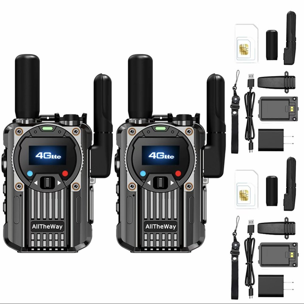 Alltheway Global Walkie Talkies with FM Radio, SOS Alert, Flashlight, Unlimited Range 4G PoC Radio Two Way Radios with 5000 Miles for Family and Work(2withSIM)