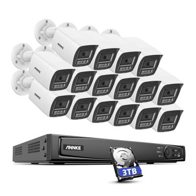 ANNKE 12MP Security Camera System, 16CH AI NVR Recorder with Human/Vehicle Detection, 16X 12MP UHD IP PoE Cams with Color Night Vision, Built-in Mic, Compatible with Alexa, IP67 Weatherproof, 3TB HDD