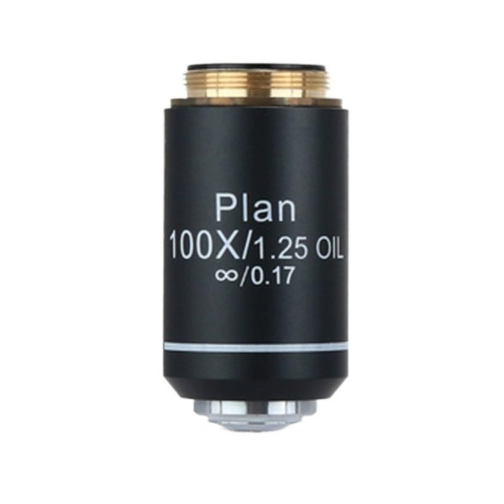 JOEBO Microscope Kit 4X 10X 40X 100X 195 Objective Lens RMS 20.2mm for Biological Microscope Microscope Lens Adapters(100X)