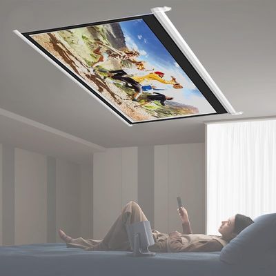 72'' Manual Pull Down Projector Screen W/Auto-Locking Home Theater Projector HD Projection Screen Retractable, Office Public Display