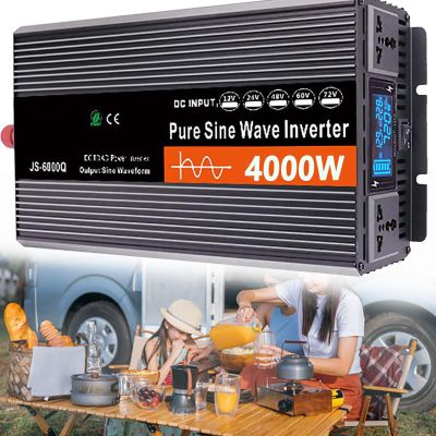 4000W DC to AC Converter, 12-60V to 110/220VCar Power Inverter Adapter, Power Supply Transformer for Car Devices, for Laptop Road Trip/Long Drive/Camping,48V