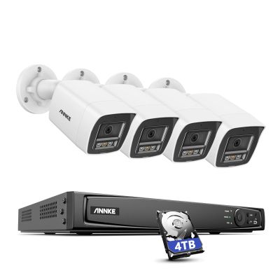 ANNKE 12MP Security Camera System, 16CH AI NVR Recorder with Human/Vehicle Detection, 4X 12MP UHD IP PoE Cams with Color Night Vision, Built-in Mic, Compatible with Alexa, IP67 Weatherproof, 4TB HDD