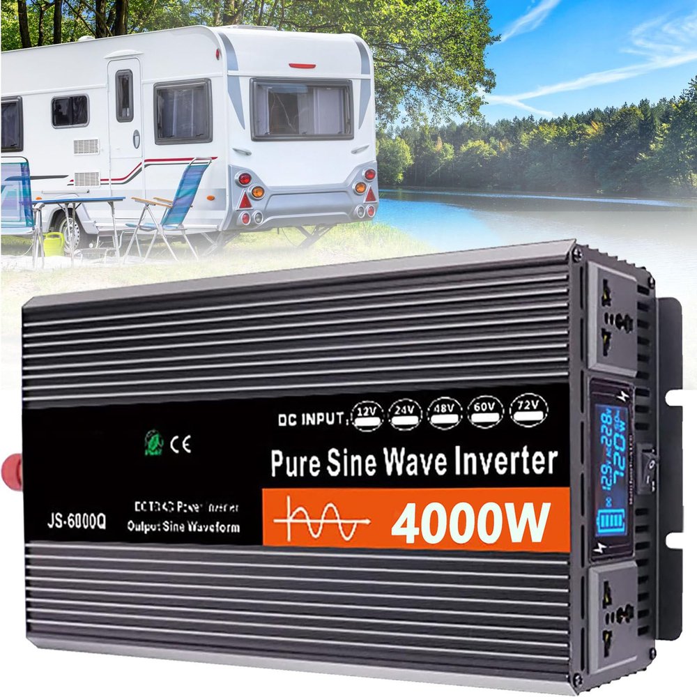 Dfdieratve 4000W Car Power Inverter - Dual DC 12/24/48/60V to 110/220V AC Car Outlet Adapter, Portable Charger Converter with for Laptops, Phones,60V