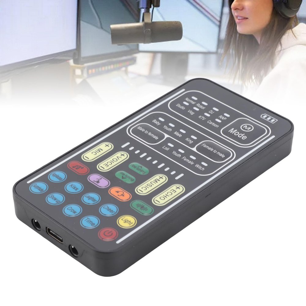 Voice Changer, Portable Recording Mini Sound Card Scream Voice Changer Voice Changer Halloween with Sound Multifunctional Effects Machine for Game Anchor Recording Computer